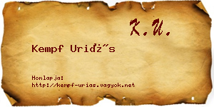 Kempf Uriás névjegykártya